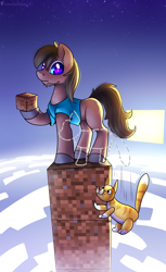 Size: 1470x2400 | Tagged: safe, artist:cornelia_nelson, derpibooru import, cat, pony, beard, facial hair, minecraft, minecraft block