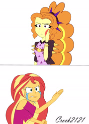 Size: 1280x1784 | Tagged: safe, artist:crock2121, derpibooru import, adagio dazzle, sunset shimmer, better together, equestria girls, angry, angry tears, betrayal, clothes, comic, cruise outfit, crying, duo, duo female, female, heartbreak, implied lesbian, sad, slap, teary eyes