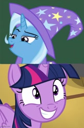 Size: 500x763 | Tagged: safe, derpibooru import, edit, edited screencap, screencap, trixie, twilight sparkle, twilight sparkle (alicorn), alicorn, episode needed, female, lesbian, shipping, shipping domino, twixie