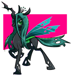 Size: 600x640 | Tagged: safe, artist:awbt, derpibooru import, queen chrysalis, changeling, changeling queen, female, raised hoof, raised leg, simple background, solo, white background