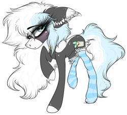 Size: 2370x2138 | Tagged: safe, artist:beamybutt, derpibooru import, oc, oc:bluebell, earth pony, pony, clothes, colored hooves, ear fluff, ears, earth pony oc, female, mare, simple background, socks, solo, striped socks, transparent background