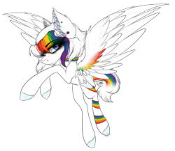 Size: 3605x3125 | Tagged: safe, artist:beamybutt, derpibooru import, oc, pegasus, pony, ear fluff, ears, eyelashes, female, mare, multicolored hair, pegasus oc, rainbow hair, rearing, simple background, solo, transparent background, wings