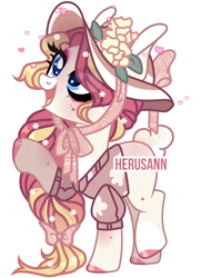 Size: 1866x2578 | Tagged: safe, artist:herusann, derpibooru import, oc, oc only, earth pony, pony, base used, clothes, female, hat, hoof polish, makeup, mare, simple background, smiling, solo, sun hat, white background