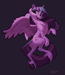 Size: 2625x3000 | Tagged: safe, artist:mindofor, derpibooru import, twilight sparkle, twilight sparkle (alicorn), alicorn, pony, female, mare, open mouth, simple background, smiling, solo