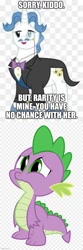 Size: 500x1500 | Tagged: safe, fancypants, spike, dragon, pony, unicorn, implied rarity, male, op isn't even trying anymore, sad, shipping denied, spikeabuse