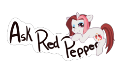 Size: 500x281 | Tagged: safe, artist:ask-red-pepper-blog, derpibooru import, cayenne, unicorn, ask, eyeshadow, female, looking up, lying down, makeup, mare, one eye closed, simple background, solo, transparent background