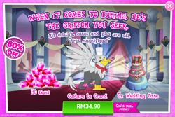 Size: 1036x690 | Tagged: safe, derpibooru import, gustave le grande, griffon, advertisement, costs real money, gameloft, official