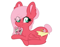 Size: 980x776 | Tagged: safe, artist:fawnroseyt, derpibooru import, oc, oc only, oc:ingrid marie, oc:ruby frost, pegasus, pony, unicorn, baby, baby pony, base used, colored wings, colored wingtips, duo, ear fluff, ears, eye clipping through hair, horn, lying down, offspring, offspring's offspring, parent:big macintosh, parent:fluttershy, parent:oc:ruby frost, parent:oc:verdant fire, parents:fluttermac, parents:oc x oc, pegasus oc, simple background, smiling, transparent background, unicorn oc, wings