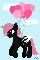 Size: 1376x2065 | Tagged: safe, artist:samsailz, derpibooru import, oc, pegasus, balloon, commission, fly away, lineless, no iris, solo, ych example, ych result, your character here