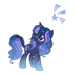 Size: 1800x1800 | Tagged: safe, artist:just-silvushka, derpibooru import, oc, oc only, pony, unicorn, base used, ethereal mane, eyelashes, female, horn, looking back, mare, offspring, parent:stygian, parent:twilight sparkle, parents:twigian, raised hoof, raised leg, simple background, smiling, solo, starry mane, transparent background, unicorn oc