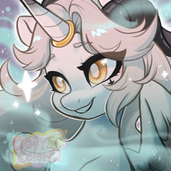 Size: 2000x2000 | Tagged: safe, artist:colorfulcolor233, derpibooru import, oc, oc only, alicorn, pony, alicorn oc, bust, horn, portrait, solo, watermark, wings