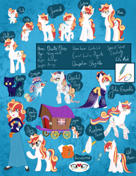 Size: 2153x2786 | Tagged: safe, artist:catastrophic-success, derpibooru import, oc, oc:doodle flare, breezie, cat, crystal pony, human, unicorn, bag, clothes, dress, female, filly, foal, glasses, humanized, kimono (clothing), pencil, saddle bag, wagon, wet, wet mane