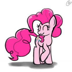 Size: 1280x1280 | Tagged: safe, artist:genericmlp, derpibooru import, pinkie pie, pony, :3, simple background, solo, white background