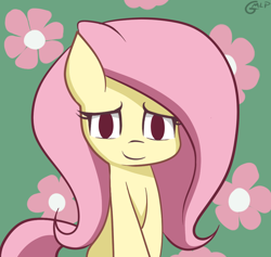 Size: 950x900 | Tagged: safe, artist:genericmlp, derpibooru import, fluttershy, pegasus, pony, female, looking at you, mare, smiling, solo, wrong eye color