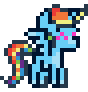 Size: 88x92 | Tagged: safe, artist:dinexistente, rainbow dash, ^^, animated, animated ych, jumping, pixel art, simple background, sprite, transparent background, your character here