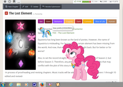 Size: 973x693 | Tagged: safe, derpibooru import, screencap, pinkie pie, rainbow dash, fanfic:the lost element, 4th wall break, duo, element of laughter, fanfic art, fimfiction, firefox, it makes sense in context, pixel art, windows, windows 7