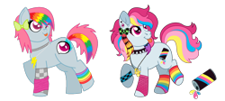 Size: 3000x1345 | Tagged: safe, artist:strawberry-spritz, derpibooru import, oc, oc only, earth pony, choker, clothes, female, leg warmers, mare, pacifier, simple background, solo, spiked choker, transparent background