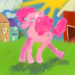 Size: 2048x2048 | Tagged: safe, artist:ponywizardry, derpibooru import, pinkie pie, earth pony, pony, colored pupils, solo, sun