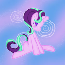 Size: 1600x1600 | Tagged: safe, artist:emailemoji, artist:ponywizardry, derpibooru import, starlight glimmer, pony, unicorn, abstract background, female, mare, sitting, smiling, solo