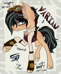 Size: 3127x3769 | Tagged: safe, artist:beamybutt, derpibooru import, pony, clothes, ear fluff, ears, goggles, male, ponified, raised hoof, raised leg, simple background, stallion, tangled (disney), tangled: the series, transparent background, varian