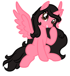 Size: 620x668 | Tagged: safe, artist:wavebreeze234, derpibooru import, oc, oc only, alicorn, pony, eyelashes, female, grin, mare, raised hoof, raised leg, simple background, smiling, solo, spread wings, transparent background, wings