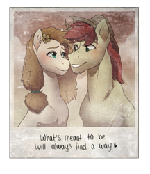 Size: 2001x2321 | Tagged: safe, artist:royvdhel-art, derpibooru import, bright mac, pear butter, earth pony, pony, blushing, bust, butt, female, male, mare, pear butt, simple background, smiling, stallion, transparent background