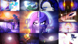 Size: 1280x720 | Tagged: safe, artist:warpout, derpibooru import, editor:quoterific, nightmare moon, princess celestia, princess luna, alicorn, pony, eyes closed, female, lullaby for a princess, mare, spread wings, wings