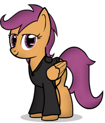 Size: 382x444 | Tagged: safe, derpibooru import, scootaloo, pegasus, pony, fanfic:pegasus device, fanfic:rainbow factory, absentia, black hoodie, evil, evil scootaloo, factory scootaloo, fanfic art, looking at you, older, older scootaloo, simple background, transparent background