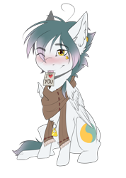 Size: 2310x3245 | Tagged: safe, artist:lunciakkk, derpibooru import, oc, oc only, oc:cynamonek, clothes, commission, ear fluff, ears, scarf, simple background, solo, transparent background