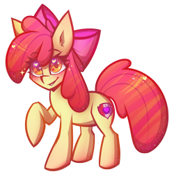 Size: 1000x1000 | Tagged: safe, artist:mimtii64, derpibooru import, apple bloom, earth pony, pony, blushing, female, filly, foal, raised hoof, raised leg, simple background, solo, transparent background