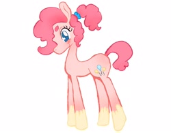 Size: 2048x1600 | Tagged: safe, artist:emailemoji, artist:ponywizardry, derpibooru import, part of a set, pinkie pie, earth pony, pony, alternate hairstyle, colored hooves, freckles, ponytail, redesign, simple background, solo, white background
