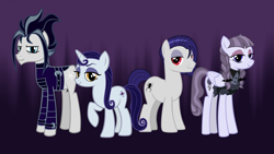 Size: 5347x3008 | Tagged: safe, artist:andoanimalia, derpibooru import, funnel web, inky rose, moonlight raven, snow hope, earth pony, pegasus, unicorn, female, goth, male, smiling