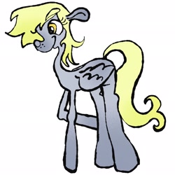 Size: 2048x2048 | Tagged: safe, artist:ponywizardry, derpibooru import, derpy hooves, pegasus, pony, simple background, smiling, solo, white background