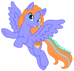 Size: 970x926 | Tagged: safe, artist:wavebreeze234, derpibooru import, oc, oc only, alicorn, alicorn oc, horn, signature, simple background, smiling, solo, transparent background, underhoof, wings