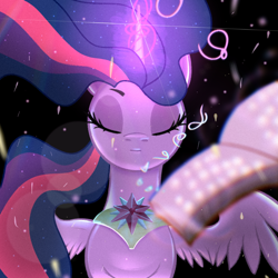 Size: 1080x1080 | Tagged: safe, artist:杏银花开, derpibooru import, twilight sparkle, twilight sparkle (alicorn), alicorn, pony, book, female, magic, mare, solo