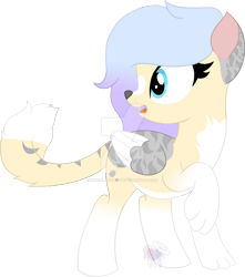 Size: 1280x1446 | Tagged: safe, artist:pure-blue-heart, derpibooru import, oc, cat, cat pony, original species, pegasus, art fight revenge, colored wings, deviantart watermark, female, mare, obtrusive watermark, paws, two toned wings, watermark, wings