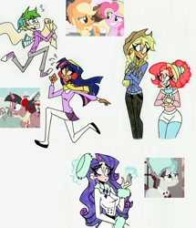 Size: 1747x2029 | Tagged: safe, artist:citi, derpibooru import, screencap, applejack, pinkie pie, rarity, spike, twilight sparkle, twilight sparkle (alicorn), alicorn, human, best gift ever, clothes, glowing hands, humanized, magic, running, scene interpretation, screencap reference, telekinesis, winter, winter outfit