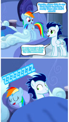 Size: 1280x2244 | Tagged: safe, artist:mlplary6, derpibooru import, rainbow dash, soarin', pegasus, pony, bed, comic, female, hypocritical humor, male, shipping, sleeping, snoring, soarindash, straight