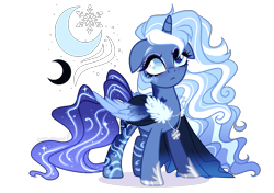 Size: 1700x1200 | Tagged: safe, artist:gihhbloonde, derpibooru import, oc, alicorn, pony, female, magical lesbian spawn, mare, offspring, parent:oc:snowdrop, parent:princess luna, simple background, solo, transparent background