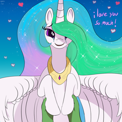 Size: 3000x3000 | Tagged: safe, artist:enonnnymous, derpibooru import, princess celestia, oc, oc:anon, alicorn, human, pony, /sun/, crying, cute, cutelestia, dialogue, eyebrows, eyebrows visible through hair, eyeshadow, female, happy, heart, holding hands, holding hooves, hoof hold, hug, i love you, looking at you, love, makeup, mare, offscreen character, pov, romantic, simple background, smiling, smiling at you, spread wings, tears of joy, waifu, winghug, wings