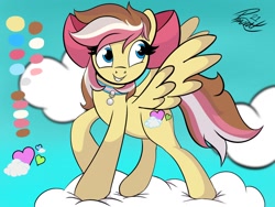 Size: 1080x810 | Tagged: safe, artist:bunnyboi0108, derpibooru import, oc, oc:nea, pegasus, cloud, cute, on a cloud, reference sheet, standing on a cloud