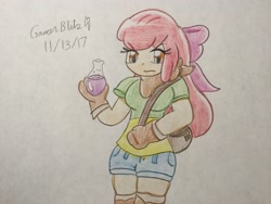 Size: 3264x2448 | Tagged: safe, artist:gmangamer25, derpibooru import, apple bloom, human, humanized, older, potion, satchel, traditional art