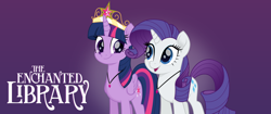 Size: 8000x3354 | Tagged: safe, artist:twilirity, derpibooru import, rarity, twilight sparkle, twilight sparkle (alicorn), alicorn, pony, fanfic:the enchanted library, absurd resolution, big crown thingy, crown, element of magic, jewelry, movie accurate, regalia