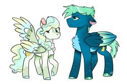 Size: 2615x1728 | Tagged: safe, artist:moccabliss, derpibooru import, sky stinger, vapor trail, oc, pegasus, pony, colored wings, multicolored wings, scar, simple background, transparent background, wings