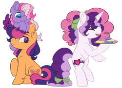 Size: 1280x925 | Tagged: safe, artist:nakkry, derpibooru import, scootaloo (g3), starsong, sweetie belle (g3), pony, g3, g3 to g4, generation leap, simple background, transparent background