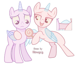 Size: 1293x1120 | Tagged: safe, artist:klewgcg, derpibooru import, oc, oc only, alicorn, pony, alicorn oc, bald, base, candy, duo, eyelashes, female, food, frown, hoof hold, horn, lollipop, mare, side hug, simple background, smiling, transparent background, wings