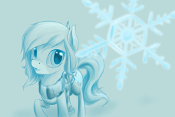 Size: 3600x2400 | Tagged: safe, artist:d-lowell, oc, oc only, oc:snowlight, pegasus, pony, clothes, female, limited palette, mare, open mouth, raised hoof, raised leg, scarf, snow, snowflake, solo