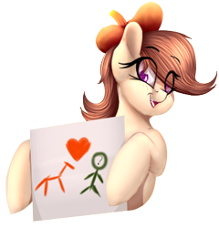 Size: 349x364 | Tagged: safe, artist:2fat2fly, oc, oc only, oc:anon, oc:ausdruck, earth pony, pony, beret, eye clipping through hair, female, hat, heart, mare, open mouth, simple background, solo, stick figure, transparent background