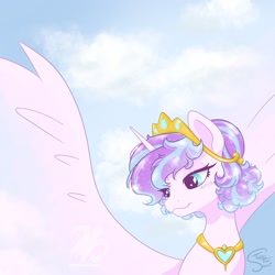 Size: 2048x2048 | Tagged: safe, artist:turtletroutstudios, derpibooru import, princess flurry heart, alicorn, pony, bust, female, large wings, mare, older, older flurry heart, portrait, solo, spread wings, wings