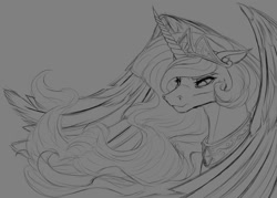 Size: 1061x759 | Tagged: safe, artist:thatonegib, derpibooru import, princess celestia, sketch, solo